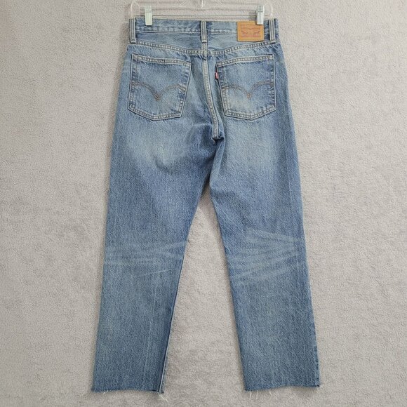 Levis Womens  Button fly Jeans Size 28 100% Cotton Raw hem Light Distressed 4CT - Picture 2 of 11
